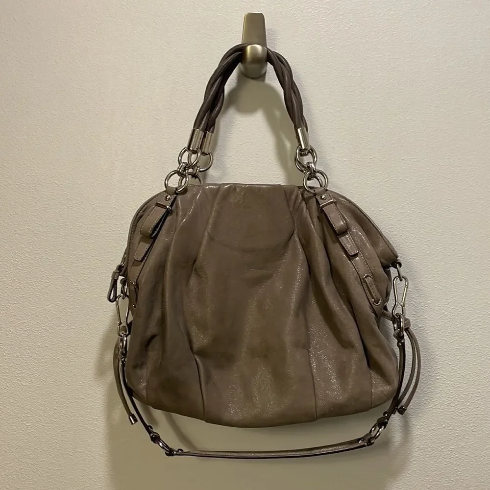 Coach Sophia grey pleated leather satchel